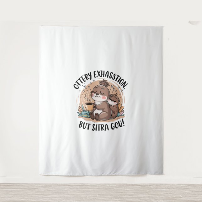Ottery Expression Cute Sloth and Baby Tapestry (Front)