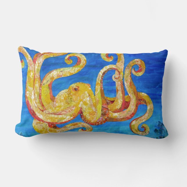 Otto - Octopus collage Lumbar Cushion (Front)