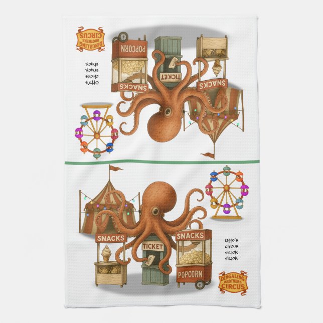 Otto’s circus snack shack tea towel (Vertical)