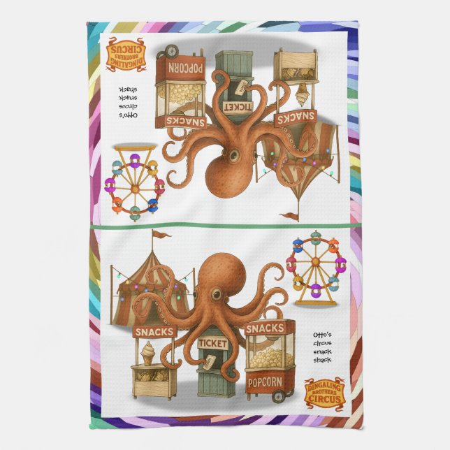 Otto’s circus snack shack tea towel (Vertical)