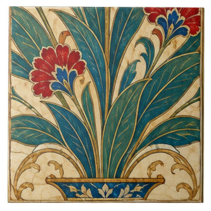 Ottoman Blue Vase Botanical Floral Art Tile