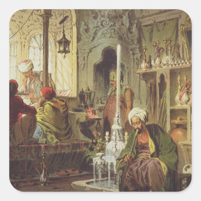 Ottoman Coffee House, 1862 (colour litho) Square Sticker (Front)