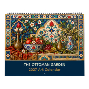 Ottoman Garden Pomegranate Olive Turkish Tile Art Calendar