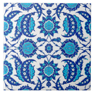 Ottoman Iznik Floral Ceramic Tile | Saz Leaf Turki