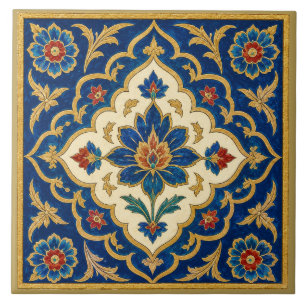 Ottoman Iznik Floral Medallion Mural Tile