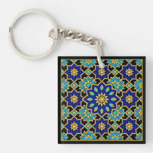 Ottoman Style History Design Blue Key Ring