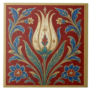 Ottoman Tulip Floral Saz Mural Tile