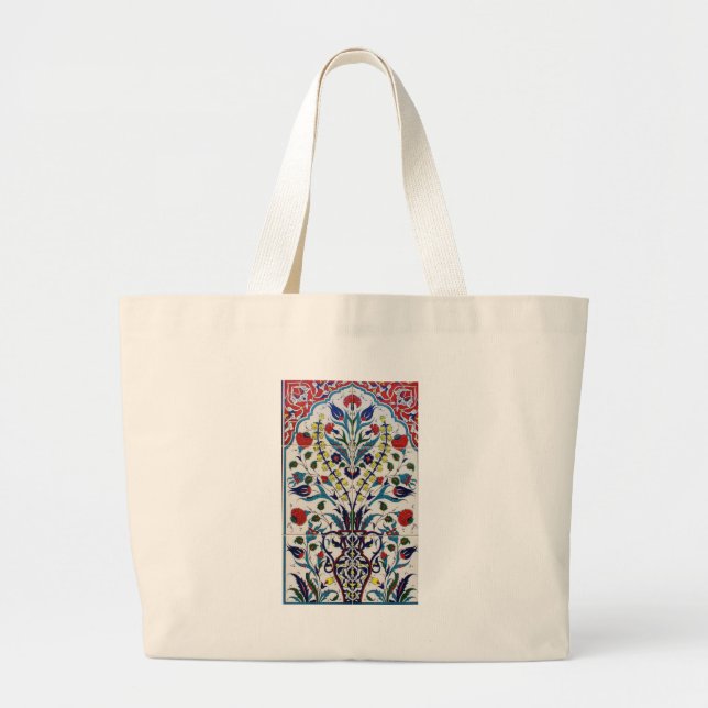 Ottoman Turkey Arabesque Old Tile Large Tote Bag (Front)