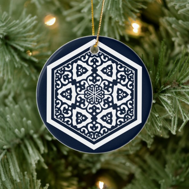 Ottoman turkish blue ware tracery design ceramic tree decoration (Tree)