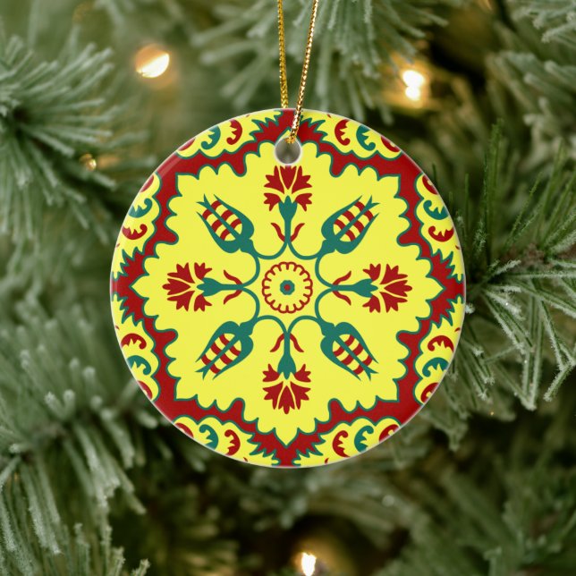 Ottoman Turkish tulip pattern in red and yellow Ceramic Tree Decoration (Tree)