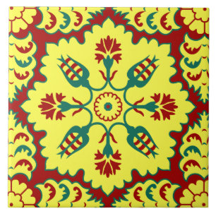 Ottoman Turkish tulip pattern in red and yellow Tile