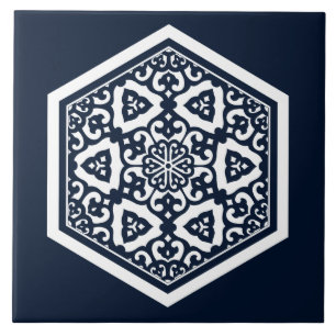 Ottoman Turkish White Blue ware tracery design Tile