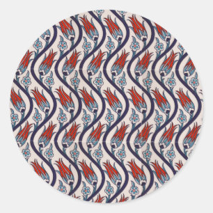 Ottomans Tulip Pattern / Tile Art Classic Round Sticker