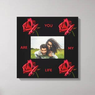 ou Are My Life Romantic Red Rose Custom Photo Canv Canvas Print
