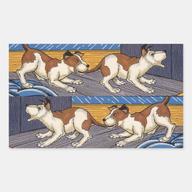 OUCH! dog bites dog Rectangular Sticker (Front)