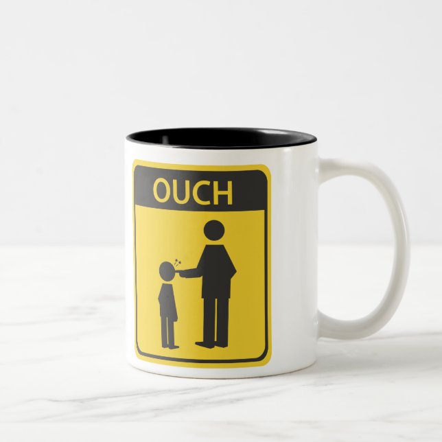 ouch sign Two-Tone coffee mug (Right)