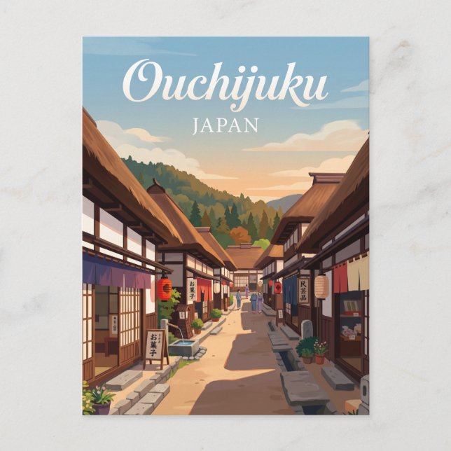 Ouchijuku Japan Postcard (Front)