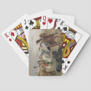 Oudenaarde - A Cavalry Skirmish (oil on panel) Playing Cards