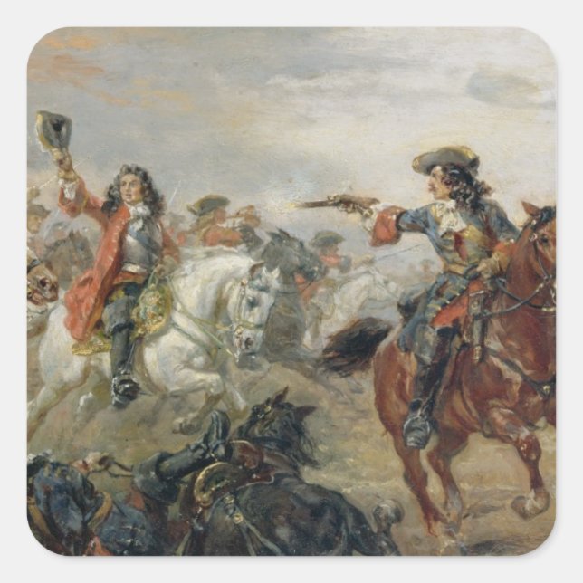 Oudenaarde - A Cavalry Skirmish (oil on panel) Square Sticker (Front)