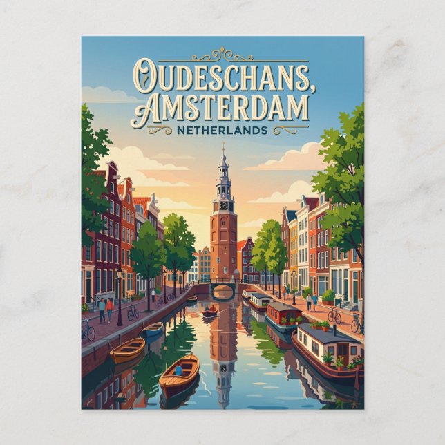 Oudeschans Canal Netherlands Postcard (Front)