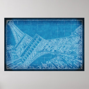 Oui! Las Vegas! Eiffel Tower Blueprint Poster