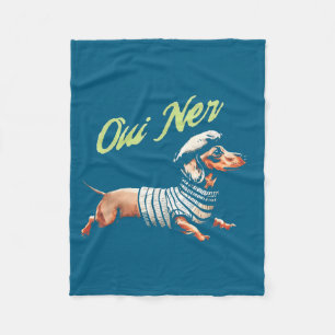 Oui Ner Funny Dachshund Wiener Dog French Humor Fleece Blanket