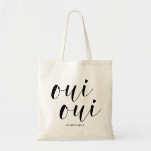 Oui Oui Black Modern Calligraphy Personalised Tote Bag