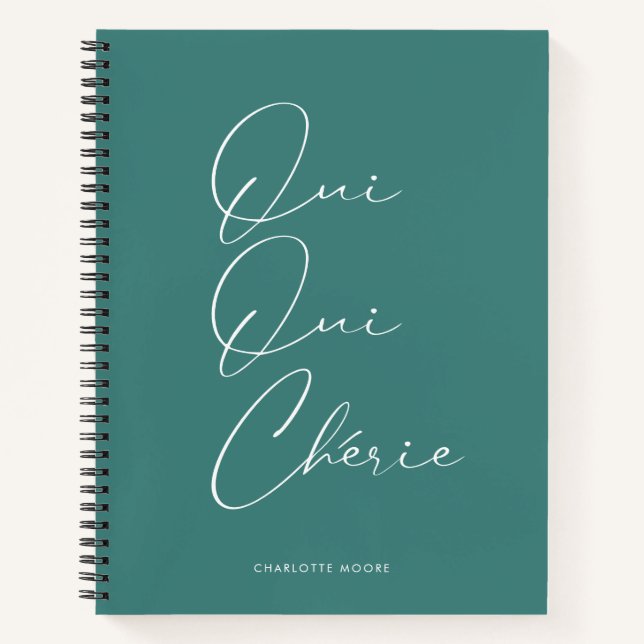 Oui Oui Chérie French Quote Chic Funny Mint Green Notebook (Front)