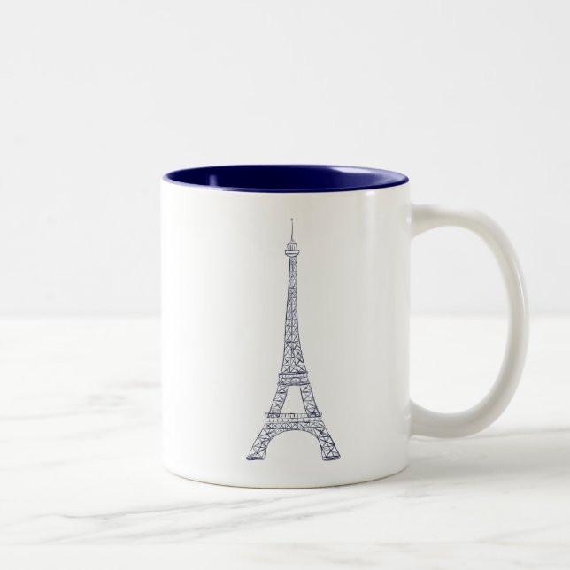 Oui Oui Eiffel Tower Paris Navy Two-Tone Mug (Right)
