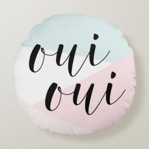 Oui Oui Modern Calligraphy Blush Geometric Round Cushion