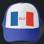 Oui Yes French Flag Customisable Trucker Hat<br><div class="desc">Flag of France of three colours blue,  white and red. Customisable. You can change or delete the template text Oui (Yes). Trucker hat for anyone. Do not forget to change the  style and colour of the hat.</div>