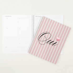 Oui Yes with Pink heart cream pink stripes Planner