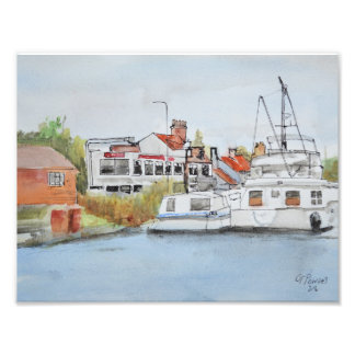 Oulton Broad Coastal Harbour Boats and Waterfront Photo Print