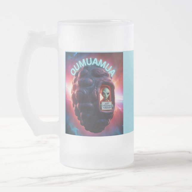 oumuamua space metre just passing through alien frosted glass beer mug (Left)
