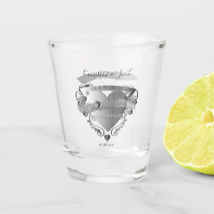 "Our 10th Tin Wedding Anniversary"3D Heart Emblem Shot Glass