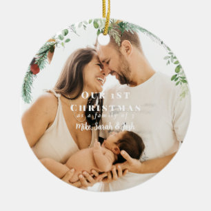Our 1st Christmas as a Family of 3 Photo II Ceramic Tree Decoration