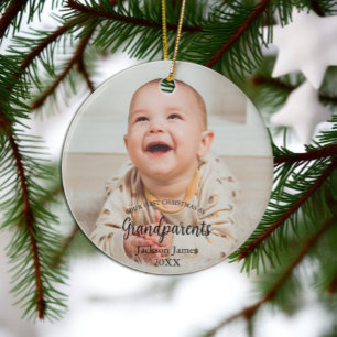 Our 1st Christmas as Grandparents Baby Photo Ceramic Tree Decoration