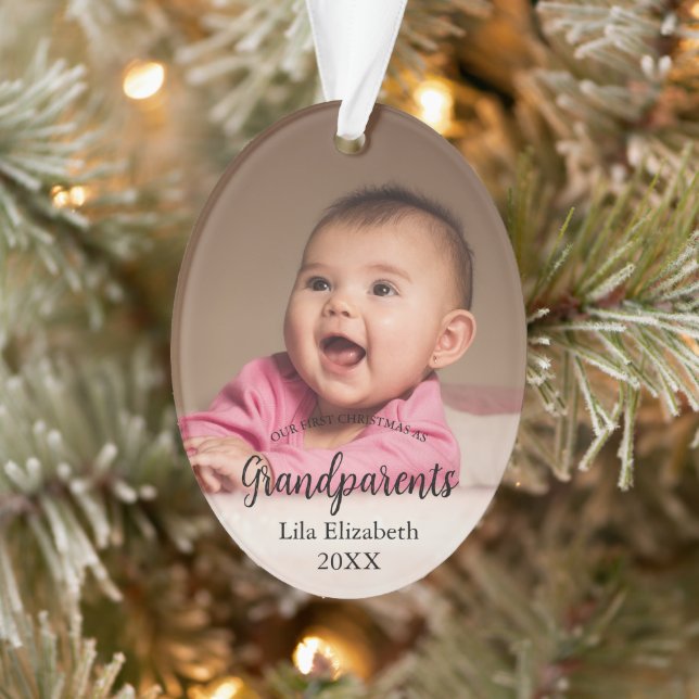 Our 1st Christmas as Grandparents Baby Photo Ornament (Tree)