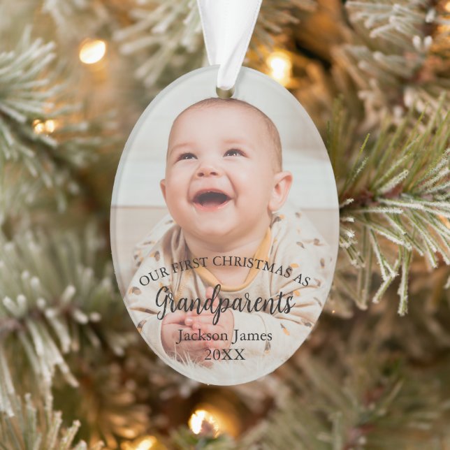 Our 1st Christmas as Grandparents Baby Photo Ornament (Tree)