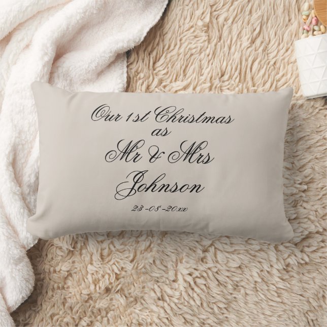 Our 1st Christmas As Mr & Mrs Couple's Keepsake  Lumbar Cushion (Blanket)