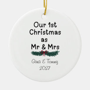 Our 1st Christmas as Mr & Mrs with Greenery Ceramic Tree Decoration
