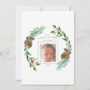 Our 1st Christmas As Parents Photo Foliage Invitation