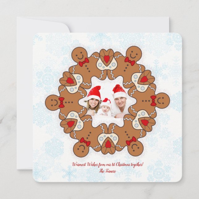 Our 1st Christmas Mandala Gingerbread Photo Family Holiday Card (Front)