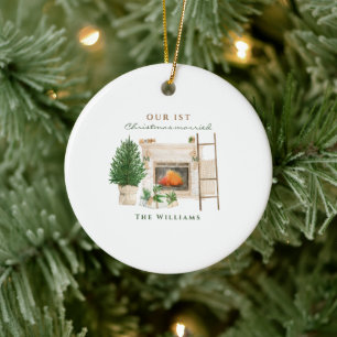 Our 1st Christmas Married Framed Photo Christmas Ceramic Tree Decoration