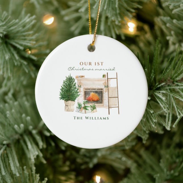 Our 1st Christmas Married Framed Photo Christmas Ceramic Tree Decoration (Tree)