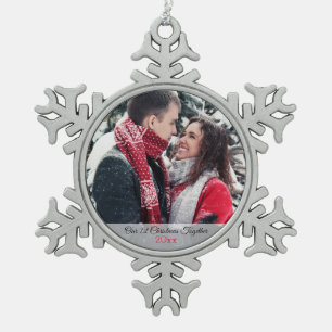 Our 1st Christmas Together Photo Snowflake Pewter Christmas Ornament