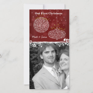 Our 1st Christmas White Ornaments Photo Card