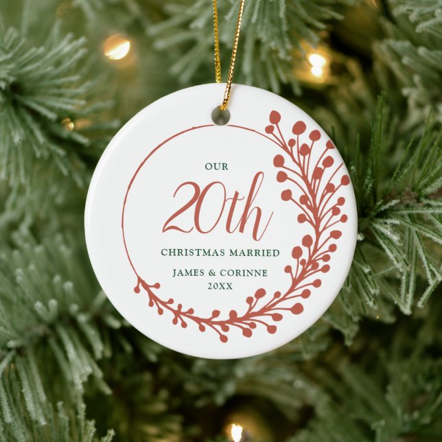 Our 20th Christmas Married Personalised Bohemian Ceramic Tree Decoration (Tree)