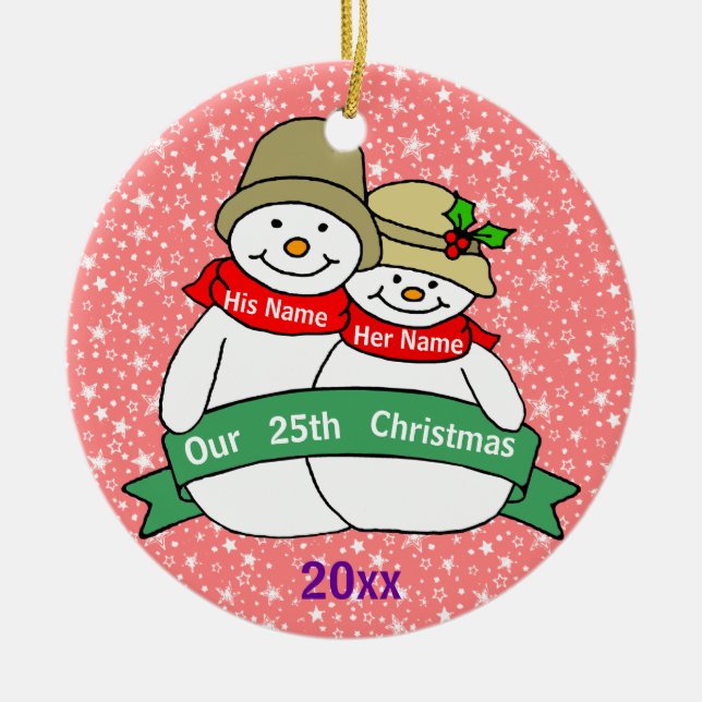 Our 25th Christmas Ceramic Tree Decoration (Front)