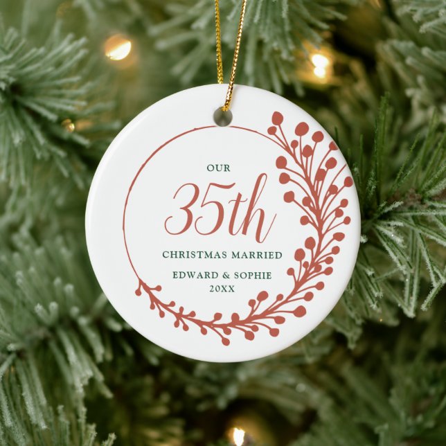 Our 35th Christmas Married Personalised Milestone Ceramic Tree Decoration (Tree)